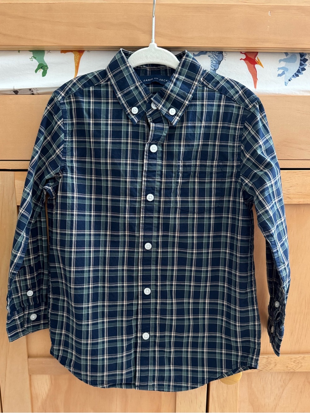 Button-Down Plaid Shirt - Navy & Green 4T